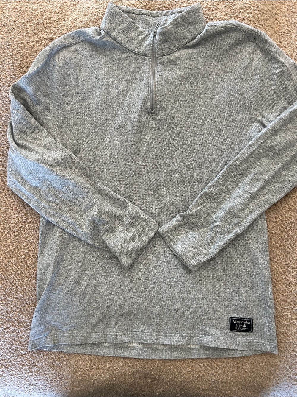 Abercrombie & Fitch Men's Heather Gray Quarter-Zip Mock Neck Sweater